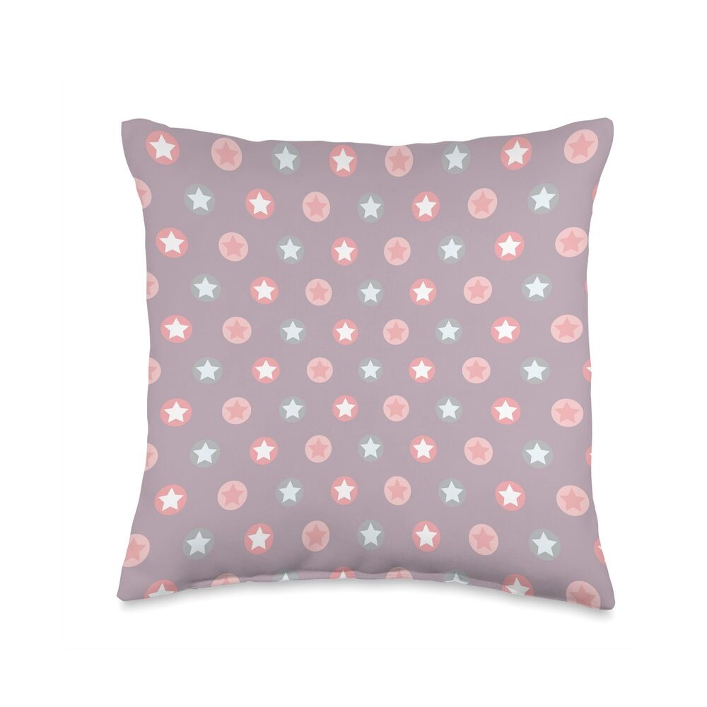 1634 Cute Star Rounded Pattern Pastel Pink And Purple Throw Pillow